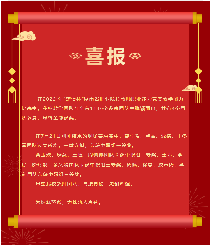 一個省一等獎，一個省二等獎，二個省三等獎，株軌在閃耀